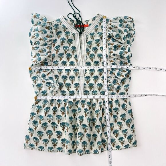 OLIPHANT flirty tie top in blue/gold lotus Size S - Picture 8 of 9